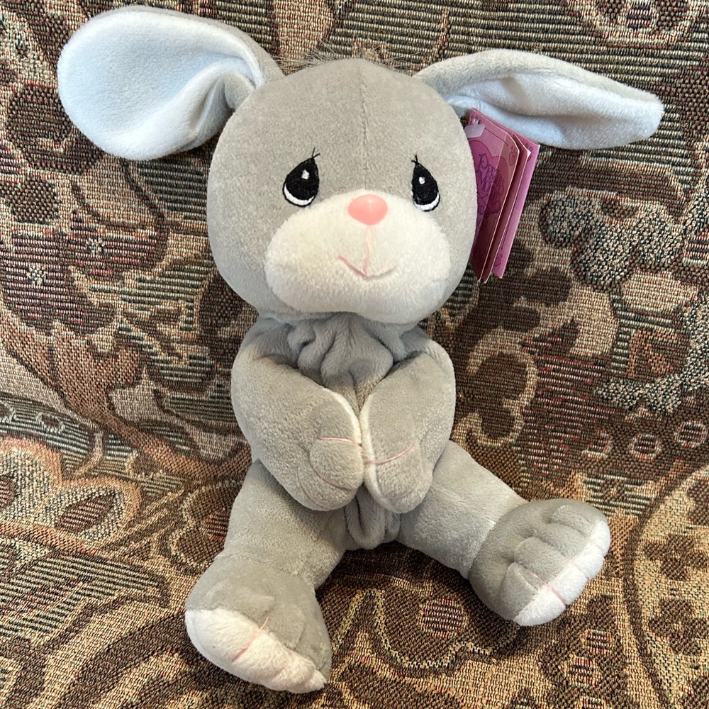 Precious Moments Tender Tails Plush Bunny Rabbit Gray, White & Pink (1999)